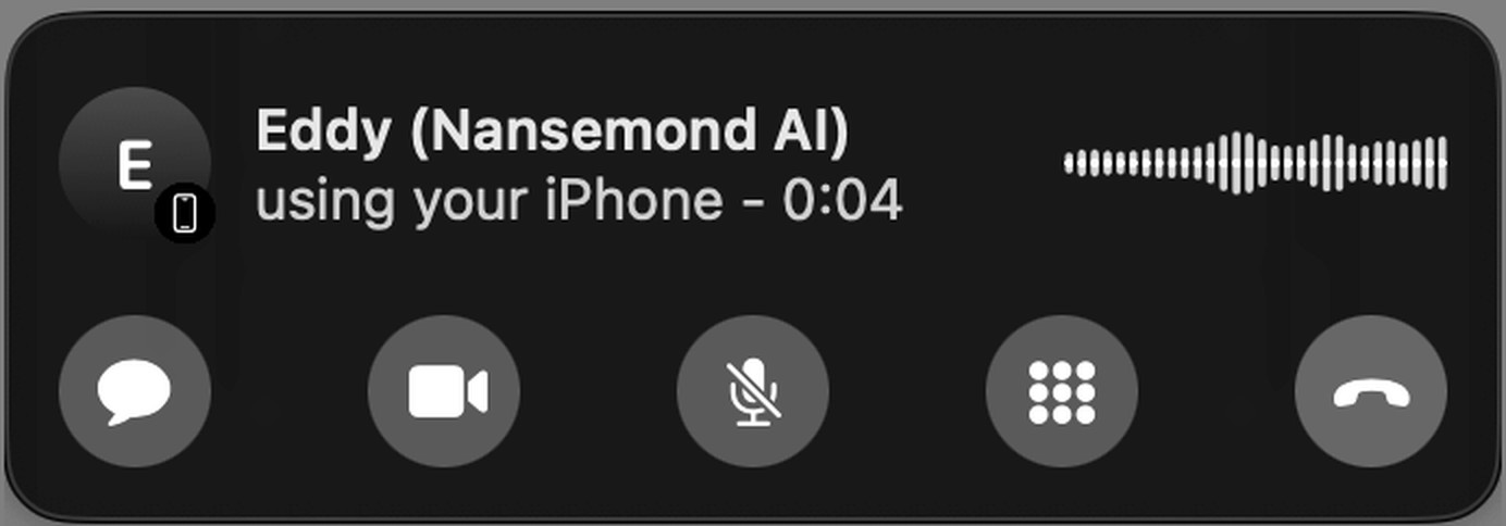 A call in progress with Eddy